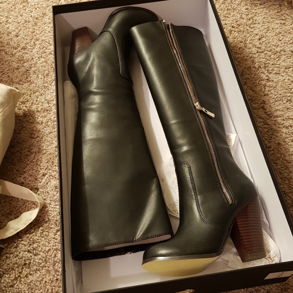 Bebe baylea boots size 6 black leather high